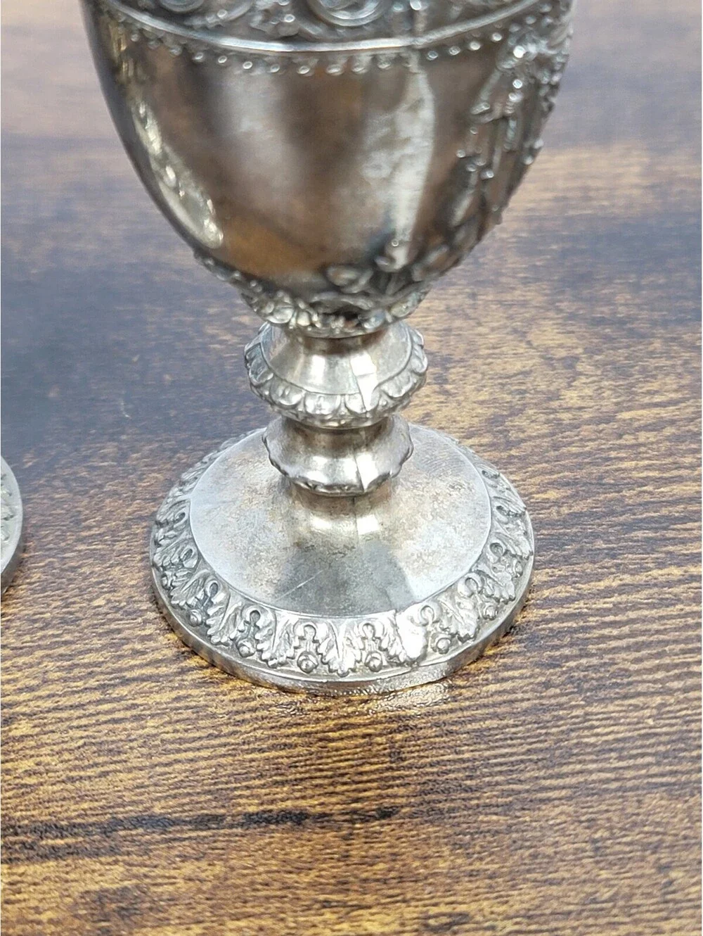 Vintage Ornate Silver Plated Goblet Pair